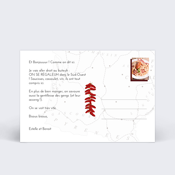 Carte postale Sud Ouest Verso