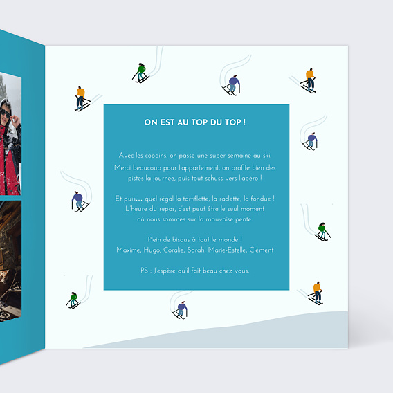 Carte postale Hiver Sportif Intérieur Droit