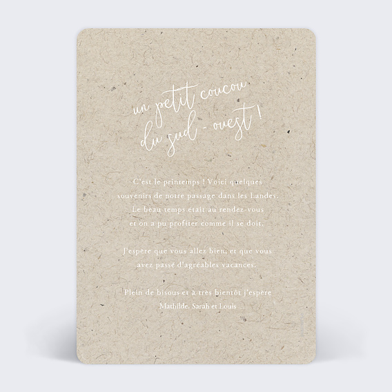 Carte postale Chiné Typographique Printemps Verso