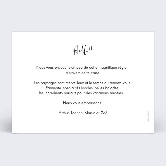 Carte postale Personnalisée avec votre destination et vos photos Verso