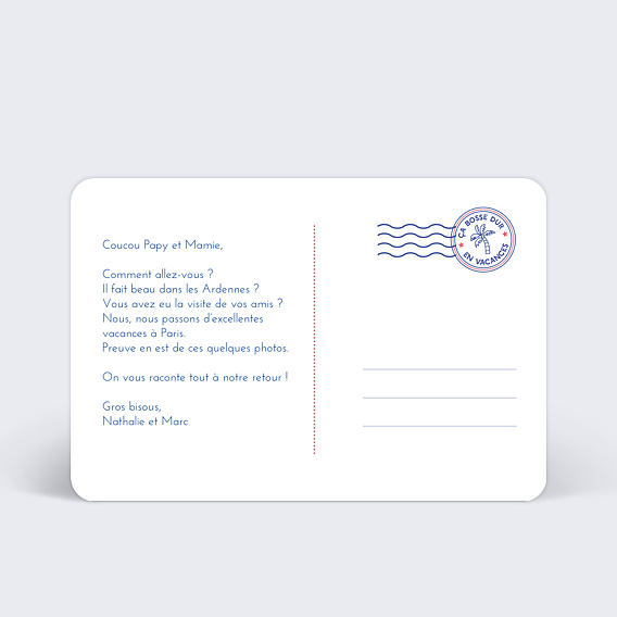 Carte postale Tampon Vacances Verso
