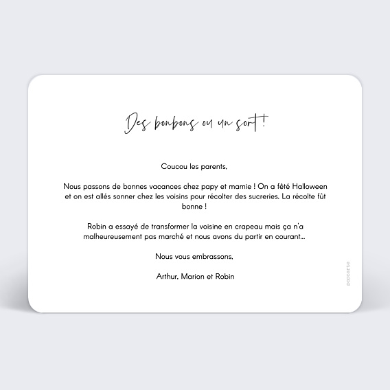 Carte postale Charme Classique Halloween Verso