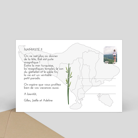 Carte postale Bali Verso