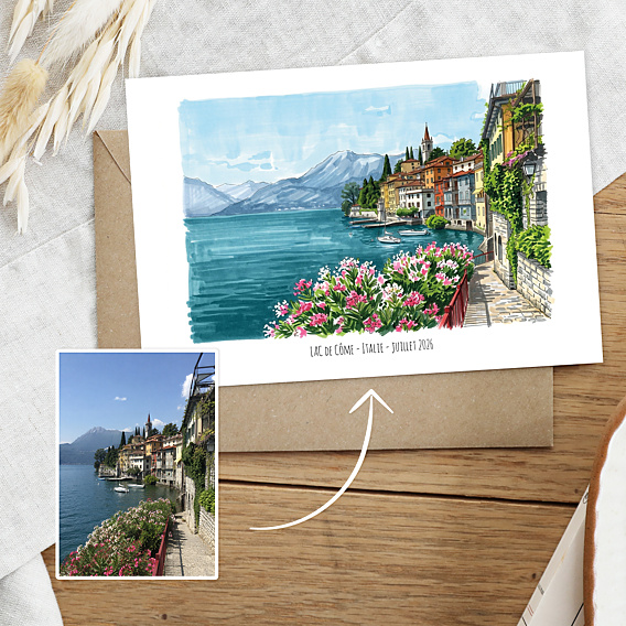 Carte Postale Votre photo dessinée au feutre