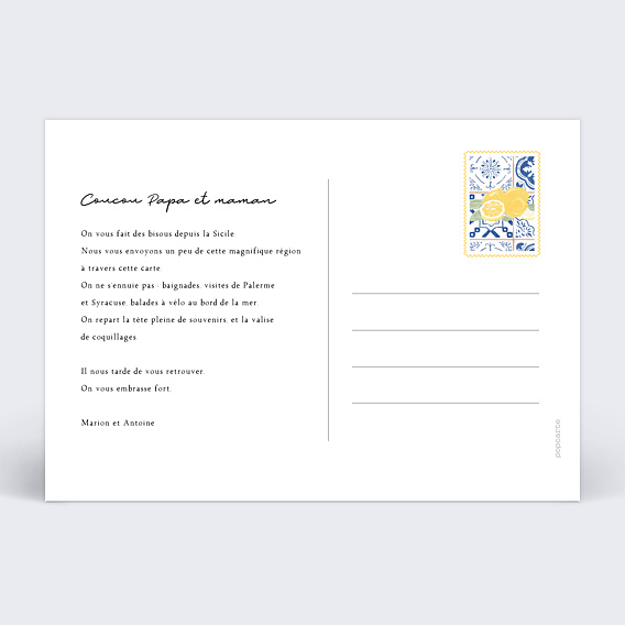 Carte postale Céramique Italienne Verso