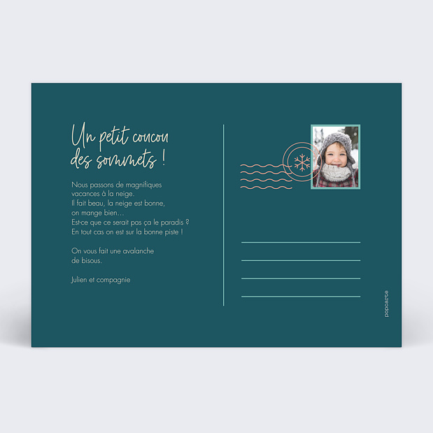 Carte Postale Illustration Hiver Ski Verso