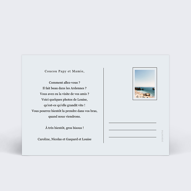 Carte Postale Chic Bleu Verso