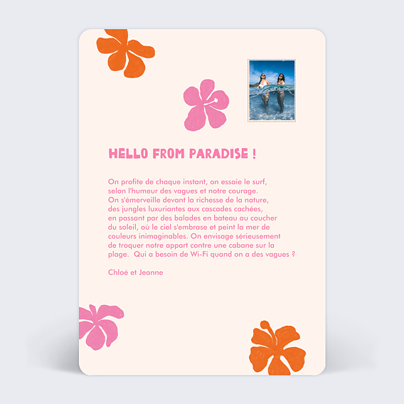 Carte postale Fleurs d'Hibiscus Verso