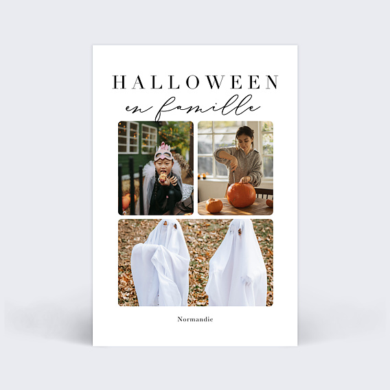 Carte postale Halloween en famille