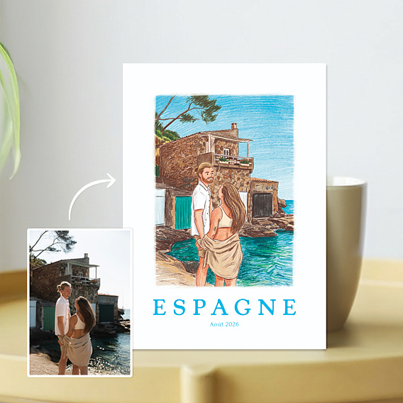 Carte Postale Votre photo en dessin crayonné
