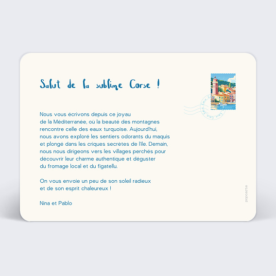 Carte postale Drapeau Corse Verso