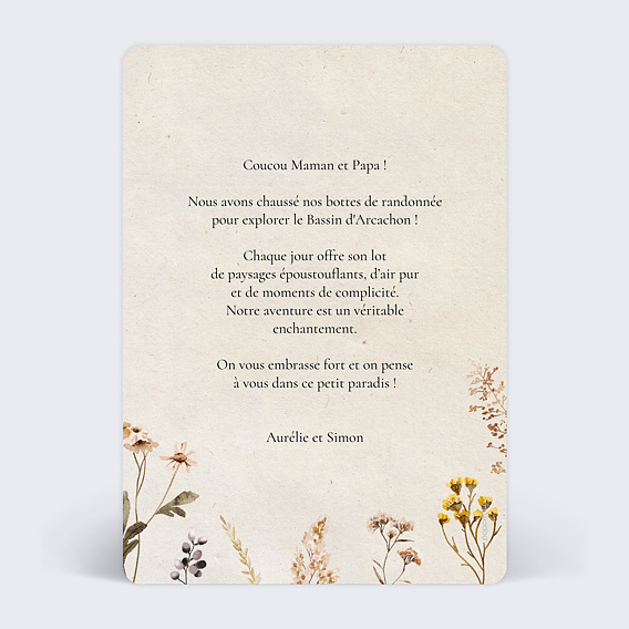 Carte postale Fleurs des Champs Verso