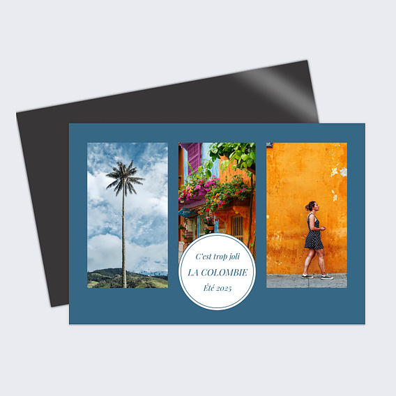 Carte postale Fond bleu 3 photos