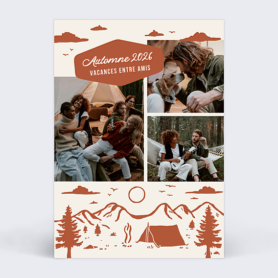 Carte Postale Camping automnal terracotta