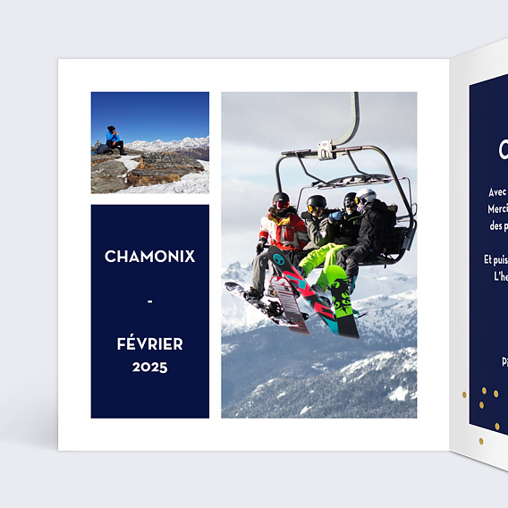 Carte postale Hiver Multiphoto Bleu Intérieur Gauche