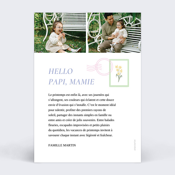 Carte postale Couronne printanière Verso