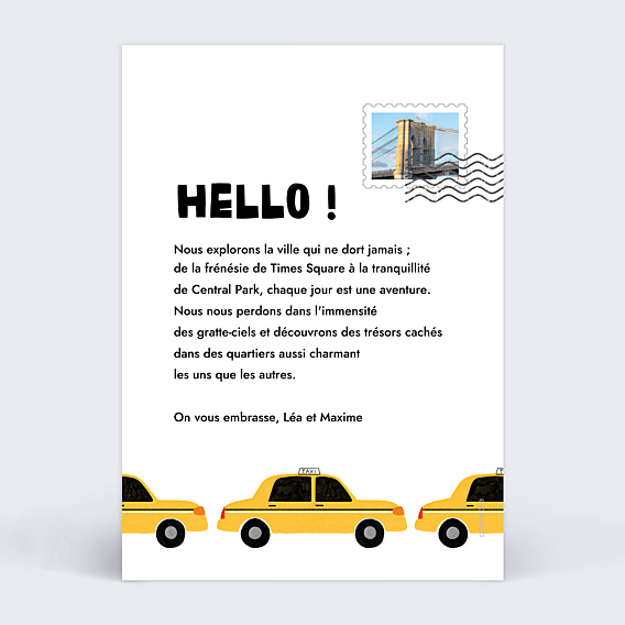 Carte Postale Taxi New Yorkais