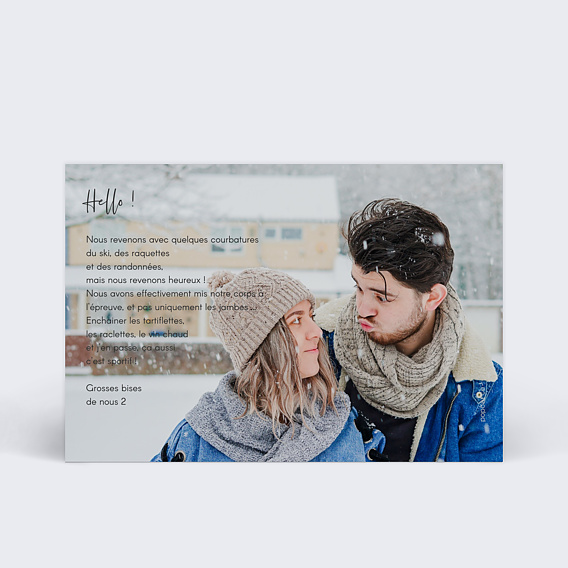 Carte postale Hiver Typographie Dos Photo Verso