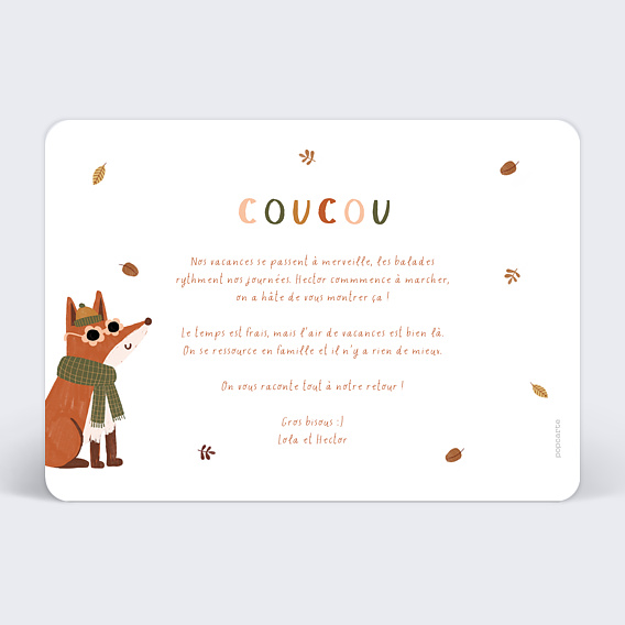 Carte postale Renard d'automne Verso