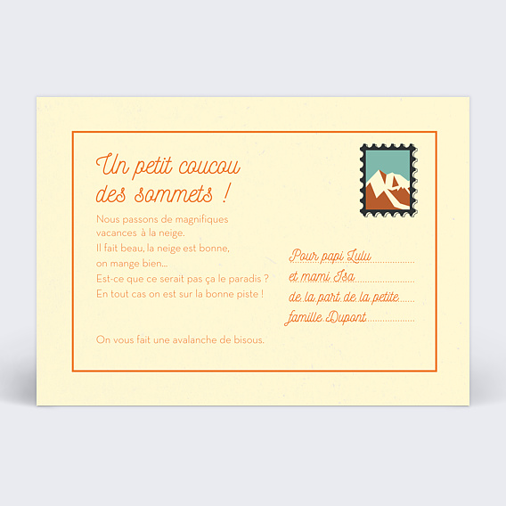 Carte postale Saison de la Raclette Verso