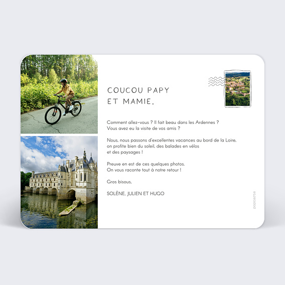 Carte postale Voyage à Vélo Verso