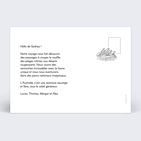 Carte postale Opéra de Sydney Verso