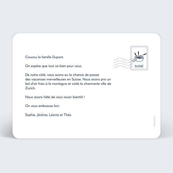 Carte postale Étiquette Suisse Verso