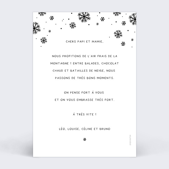 Carte postale Flocons II Verso