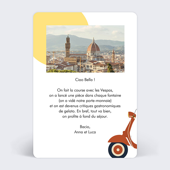 Carte postale Vespa Verso