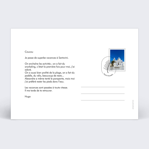 Carte postale Scrapbooking Verso