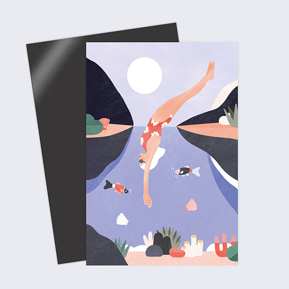 Carte postale La Mandarine Bleue x Popcarte - Plongeon