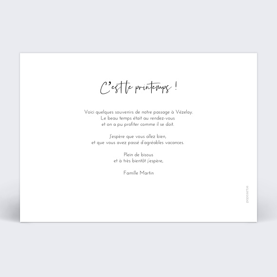 Carte postale Charme Classique Printemps Verso