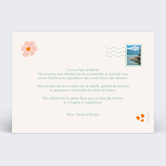 Carte postale Parterre de Fleurs Verso