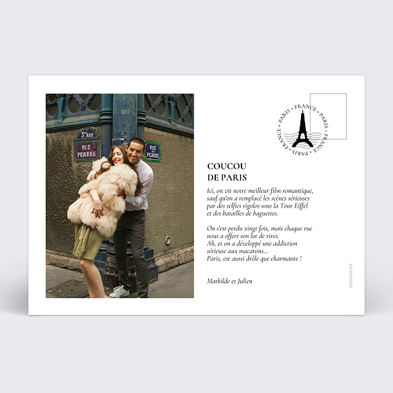 Carte postale Rues de Paris Verso