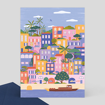 Carte Postale Ville Colore - Wings of the Ocean x Coralie Fau x Popcarte