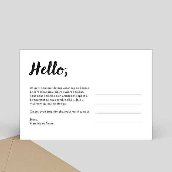 Carte postale Cadre blanc avec coeur Verso