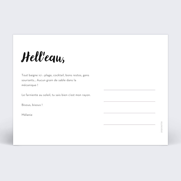 Carte postale Grand cadre blanc Verso