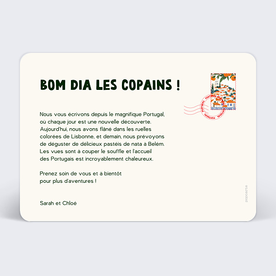 Carte postale Drapeau Portugal Verso