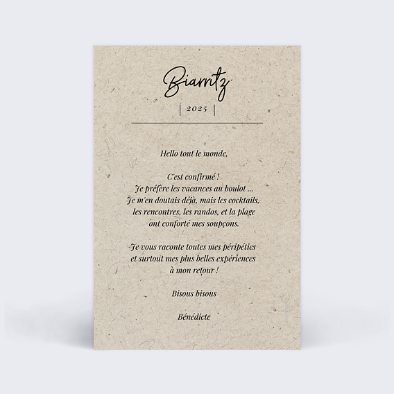 Carte postale Carte Chinée Verso