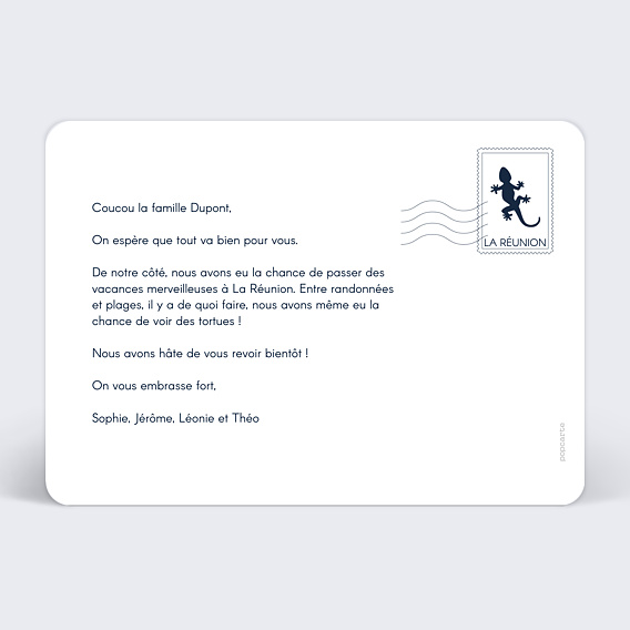 Carte postale Étiquette La Réunion Verso