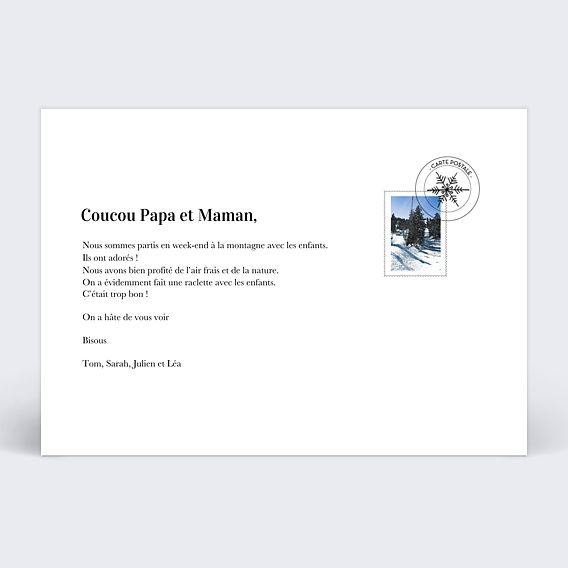 Carte postale Etiquette Flocon Verso