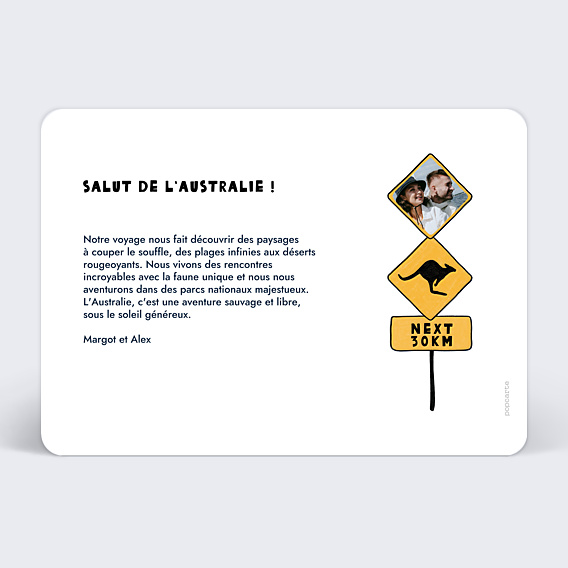 Carte Postale Attention Kangourou