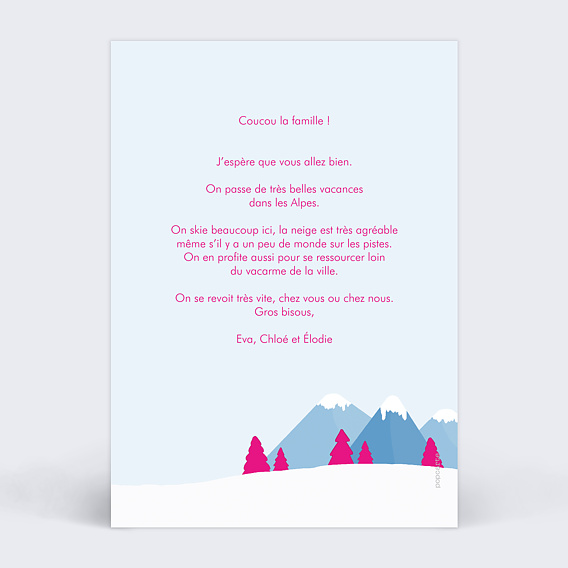 Carte postale Chaîne de Montagnes Verso