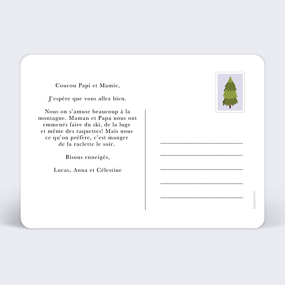 Carte postale Panoramique Hiver Verso