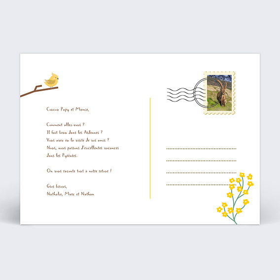 Carte postale Montagne D'été Verso