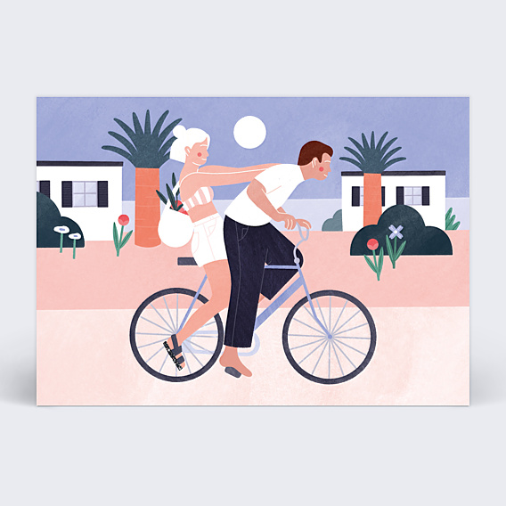 Carte postale La Mandarine Bleue x Popcarte - Vélo