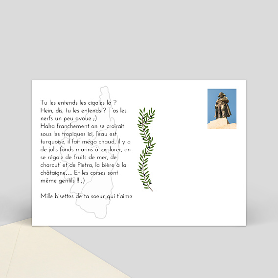 Carte postale Typographie Corse Verso