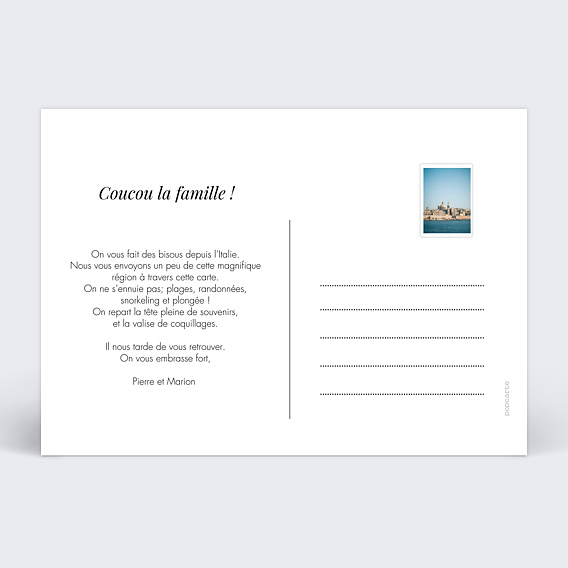 Carte postale Belle Saison Verso