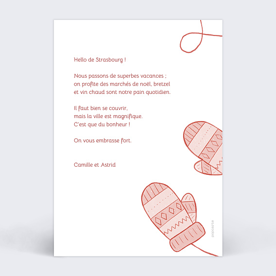 Carte postale Moufles d'Hiver Verso