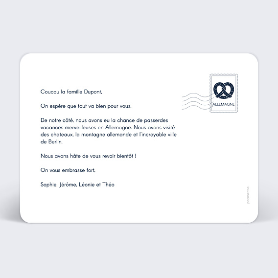 Carte postale Étiquette Allemagne Verso